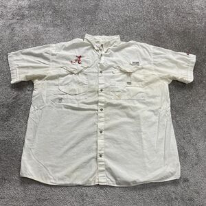 Columbia PFG Bonehead Shirt Mens XXL White Alabama University Button Down Collar